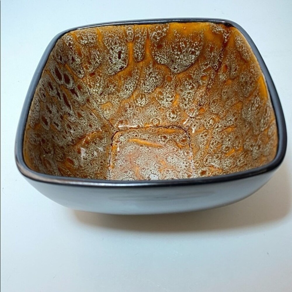 Drip Glaze Splatter Ceramic Bowl Better Homes/Gardens Rust/Brown/Aqua 5"x 5" - Picture 10 of 12